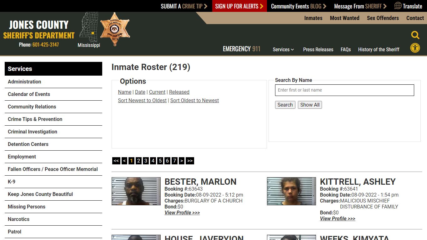 Inmate Roster - Jones County Sheriff MS