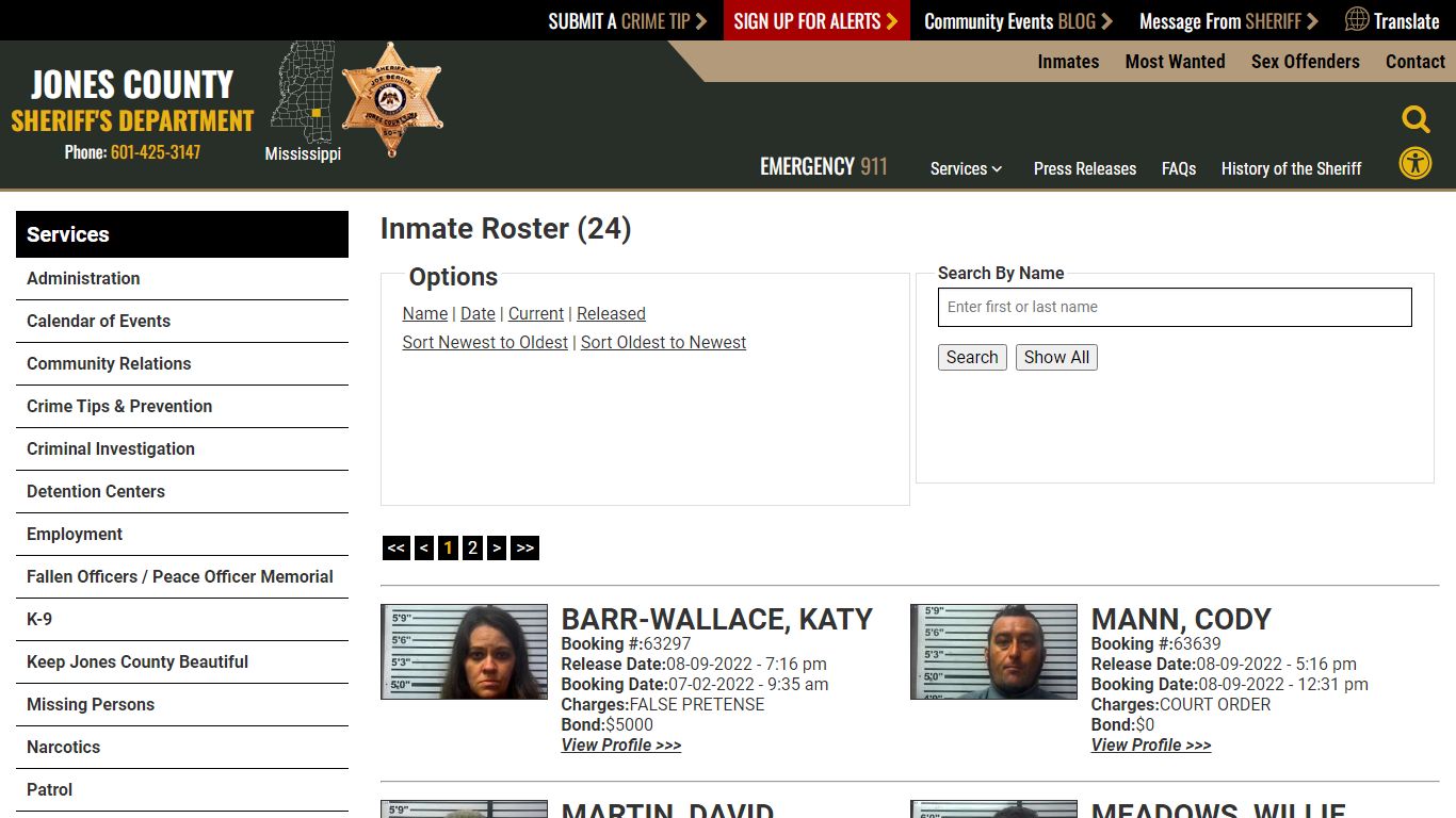 Inmate Roster - Jones County Sheriff MS